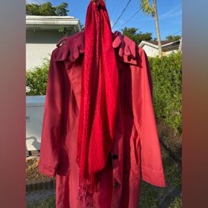 Lands end red coat with matching scarf